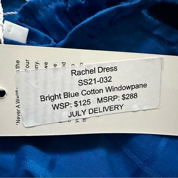 Never A Wallflower Rachel Flutter Sleeve Cotton Windowpane Dress Blue Sz XS NWT - Picture 12 of 13